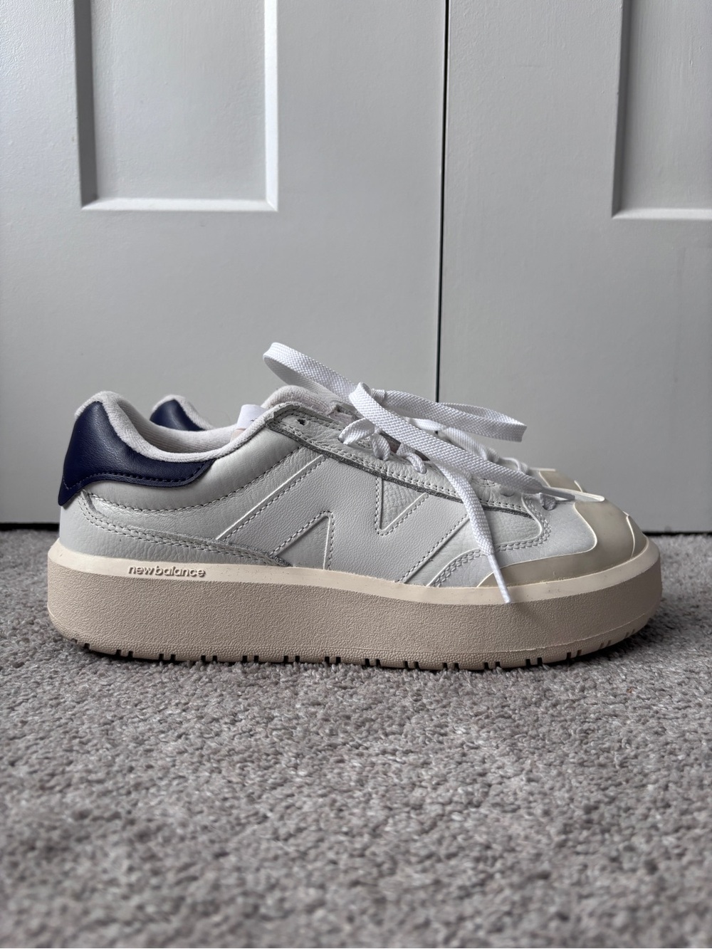 New Balance Women's White Cream Platform Sneakers